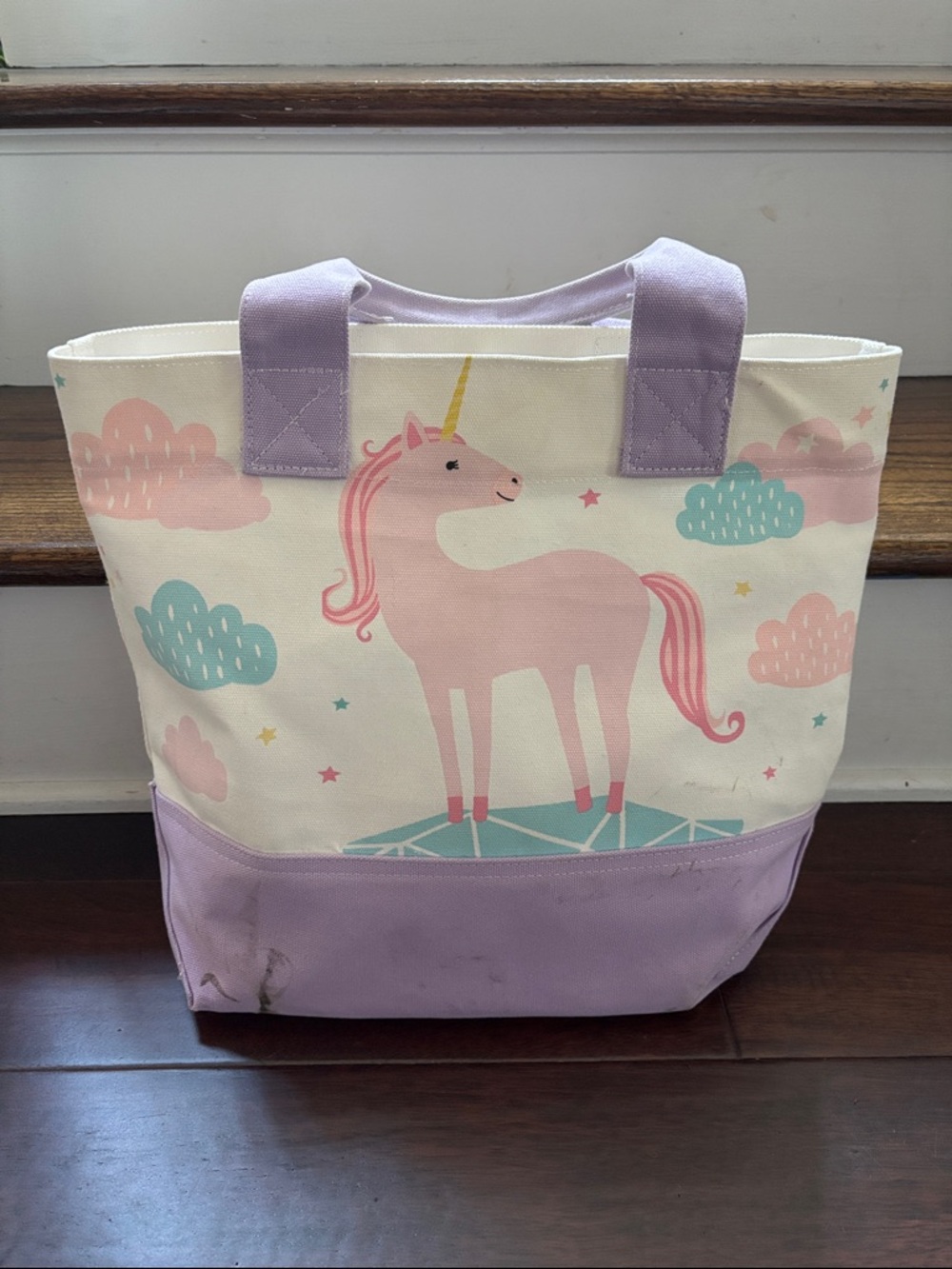 Pottery Barn Kids Unicorn Tote Bag in Pink and Lavender - Cute Canvas Accessory